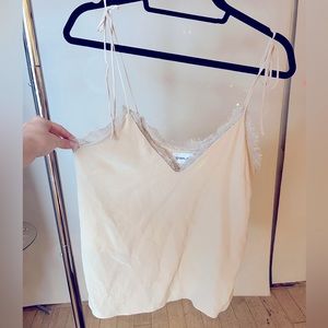 Sam & Lavi Top. Nude/Beige Cami with Lace and tie strap. Never worn. Like new. S